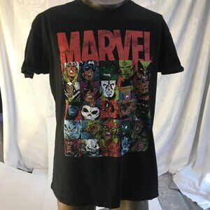Marvel Comics T-Shirt Main Characters in the Marvel Universe Size Med Black